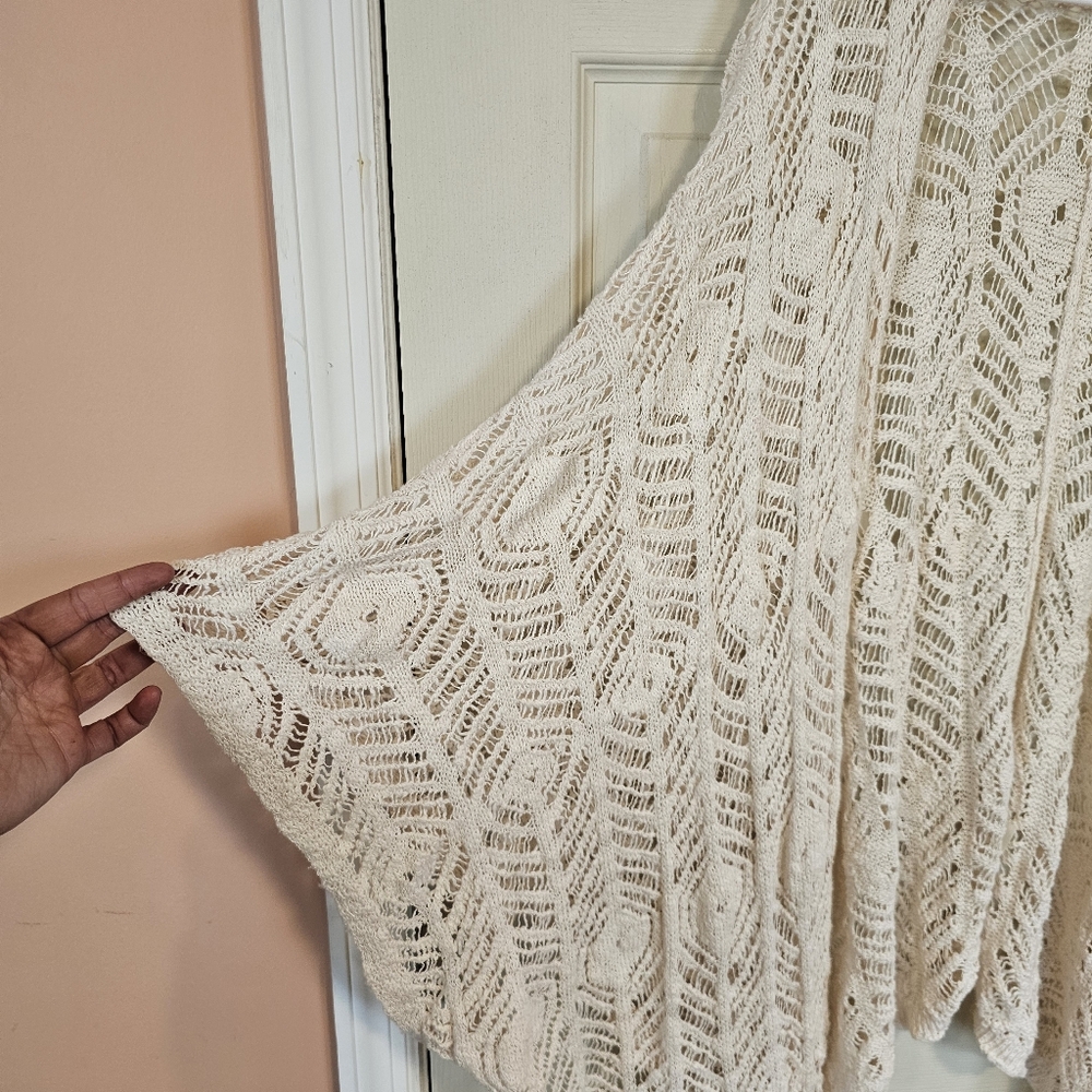 Sundance Cream Open Knit Crochet Sweater - Picture 6 of 6